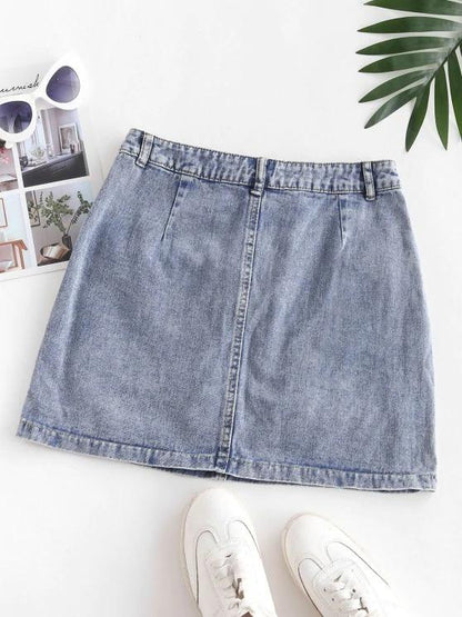 Flap Pockets Denim Cargo Skirt - LuckyFash™
