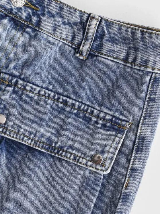 Flap Pockets Denim Cargo Skirt - LuckyFash™