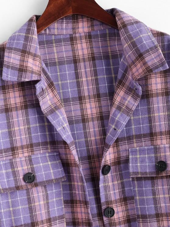 Flap Pockets Plaid Tartan Flannel Shacket - LuckyFash™