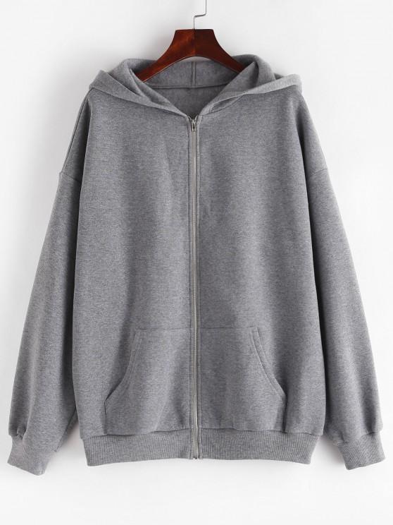 Fleece Lined Drop Shoulder Hooded Zip Coat - LuckyFash™