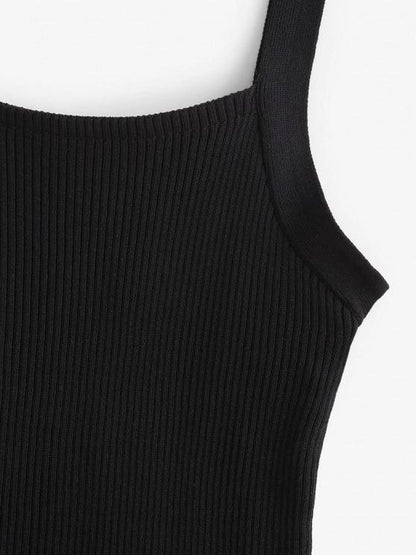 Fleece Lined Ribbed Knit Slim Tank Top - LuckyFash™