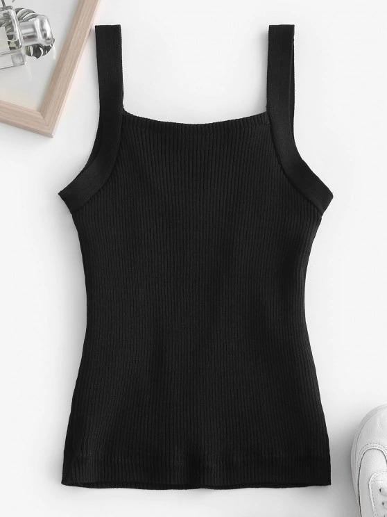 Fleece Lined Ribbed Knit Slim Tank Top - LuckyFash™