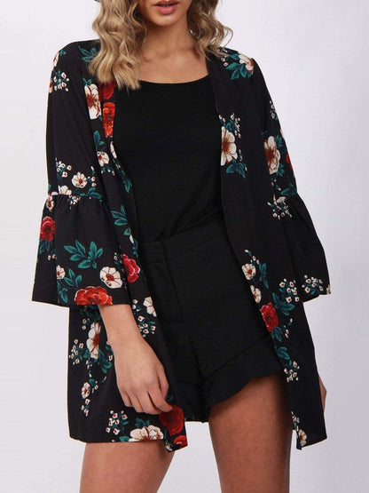 Floral 3/4 Sleeve Chiffon Loose Cardigan - LuckyFash™