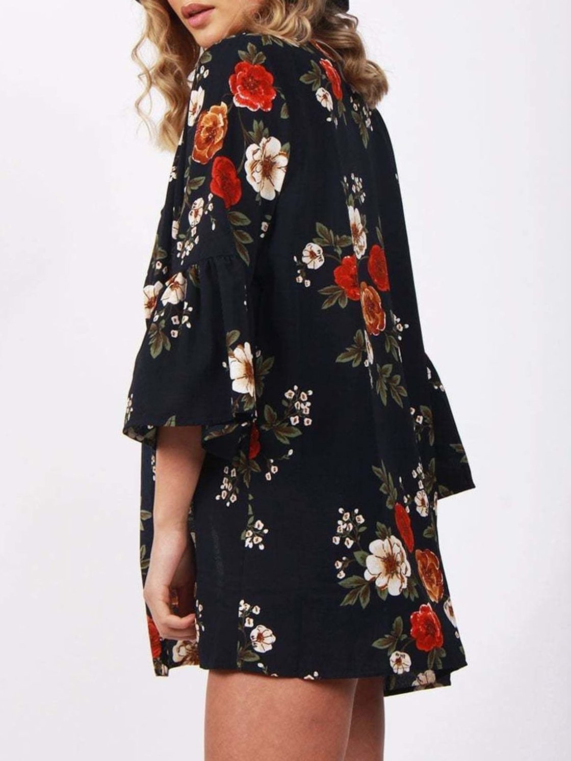 Floral 3/4 Sleeve Chiffon Loose Cardigan - LuckyFash™