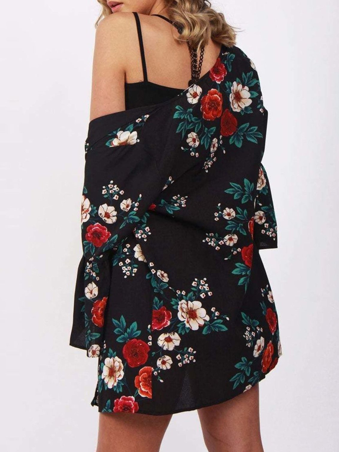 Floral 3/4 Sleeve Chiffon Loose Cardigan - LuckyFash™