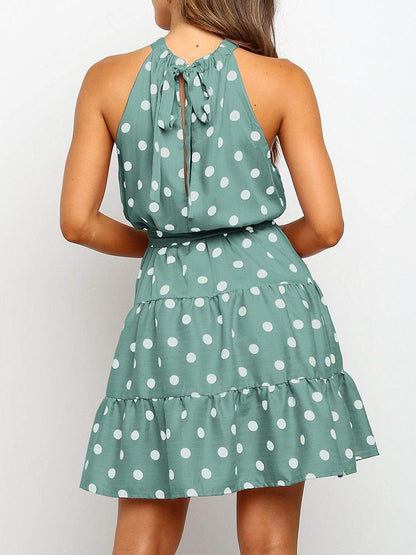 Floral And Polka Dot Girly Dress With Belt - LuckyFash™
