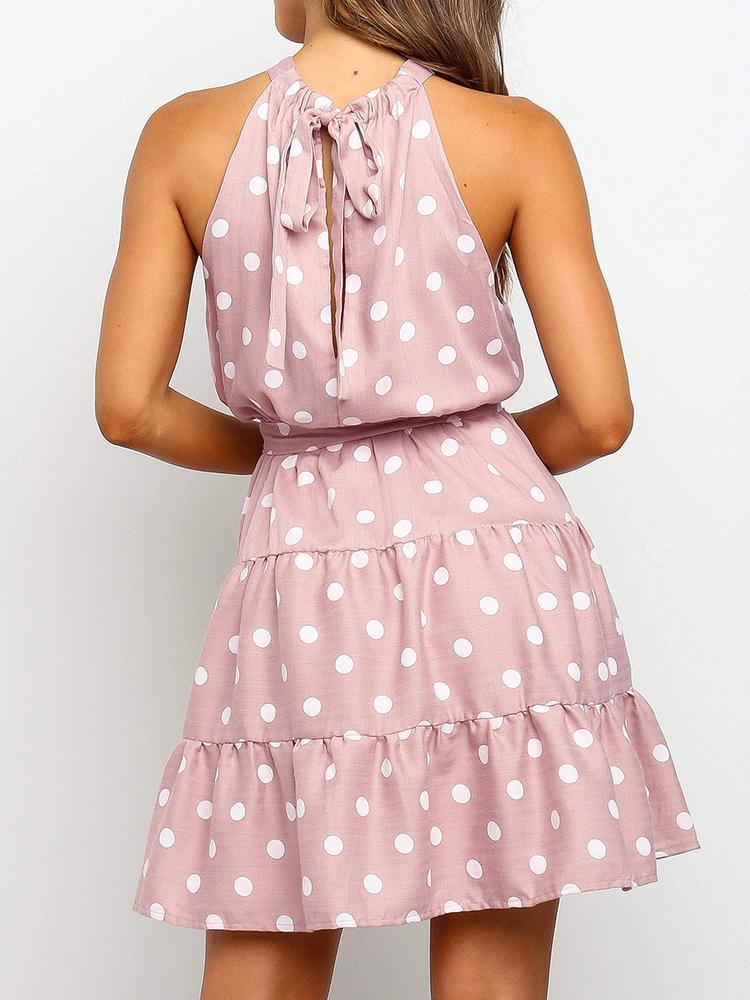 Floral And Polka Dot Girly Dress With Belt - LuckyFash™