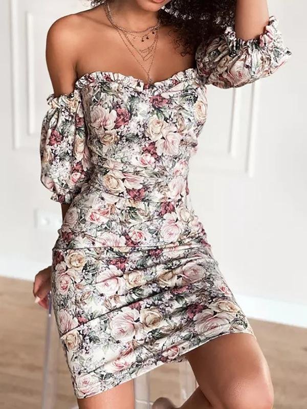 Floral Elastic Waist Wrapped Chest Bodycon Dress - LuckyFash™