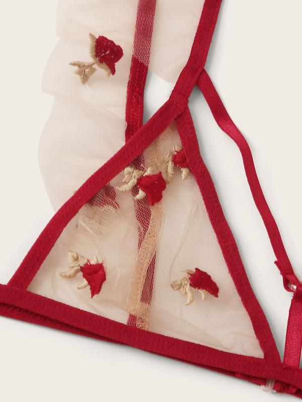 Floral Embroidered Mesh Harness Lingerie Set - LuckyFash™