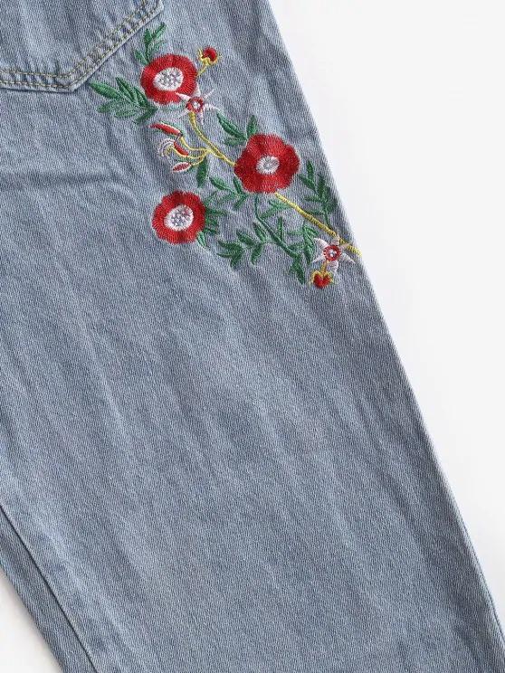 Floral Embroidered Ripped Denim Overalls Jumpsuit - LuckyFash™