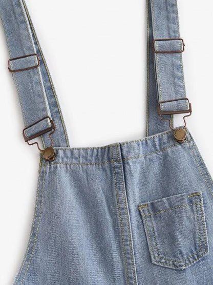 Floral Embroidered Ripped Denim Overalls Jumpsuit - LuckyFash™