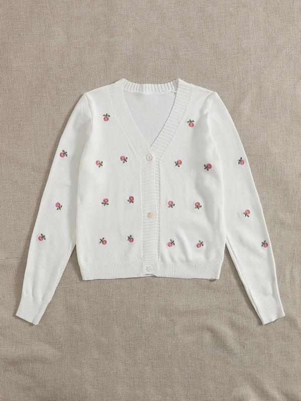 Floral Embroidery Button Up Cardigan - LuckyFash™