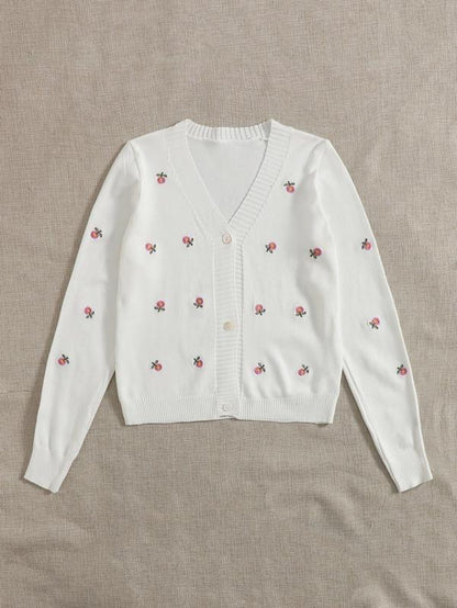 Floral Embroidery Button Up Cardigan - LuckyFash™