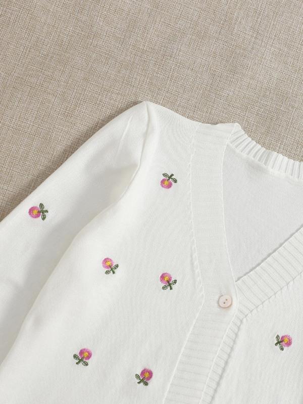 Floral Embroidery Button Up Cardigan - LuckyFash™