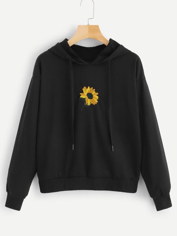 Floral Embroidery Hooded Sweatshirt - LuckyFash™