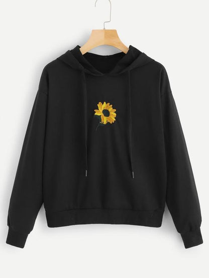 Floral Embroidery Hooded Sweatshirt - LuckyFash™