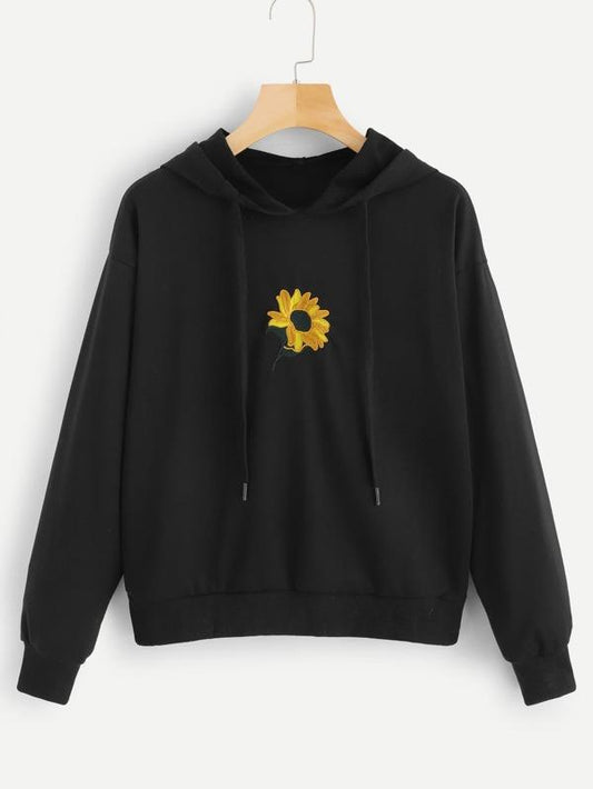 Floral Embroidery Hooded Sweatshirt - LuckyFash™