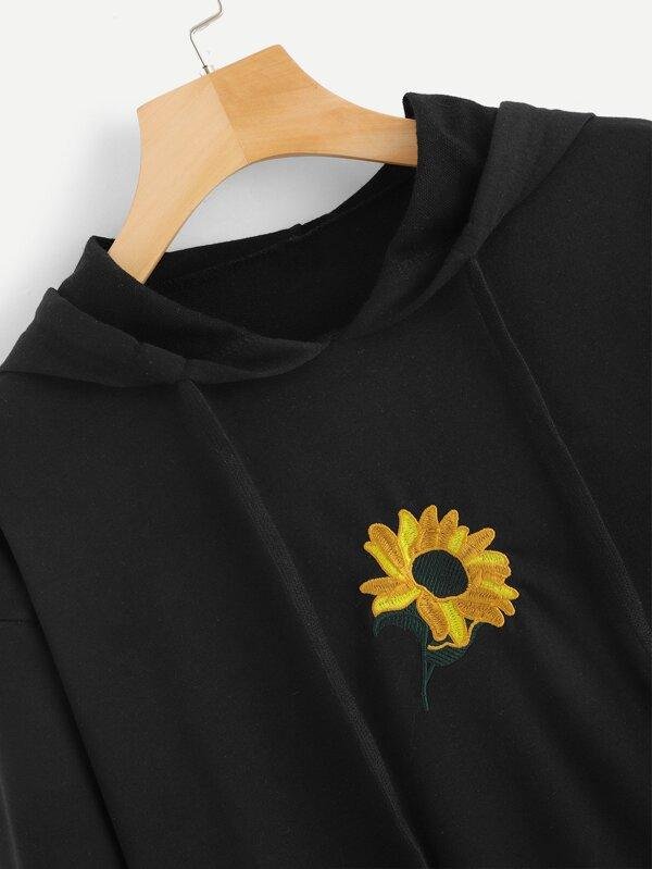 Floral Embroidery Hooded Sweatshirt - LuckyFash™
