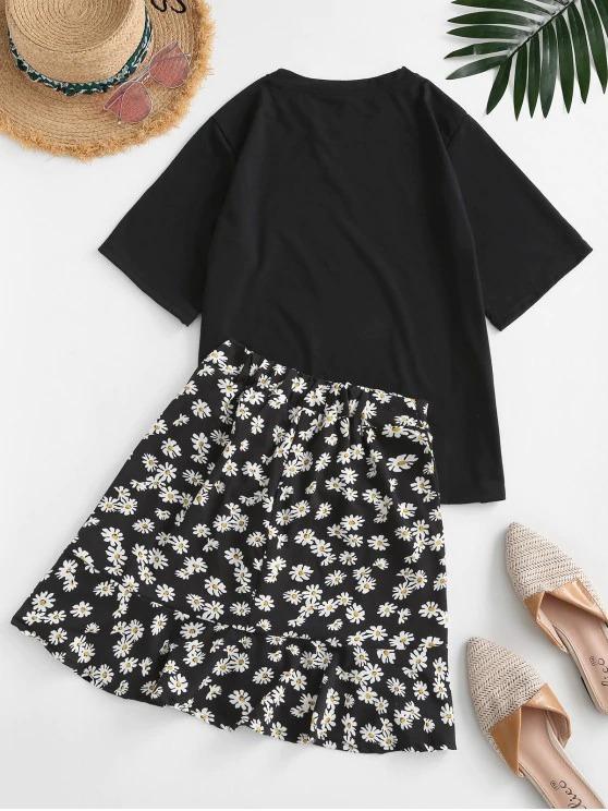 Floral Flounce Two Piece Dress - LuckyFash™