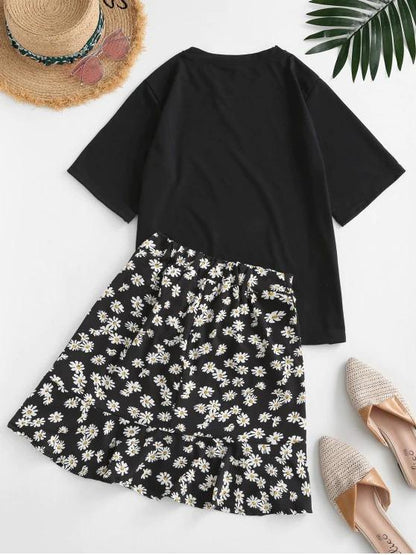 Floral Flounce Two Piece Dress - LuckyFash™