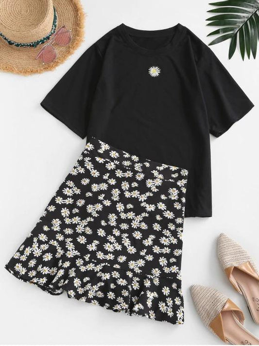 Floral Flounce Two Piece Dress - LuckyFash™