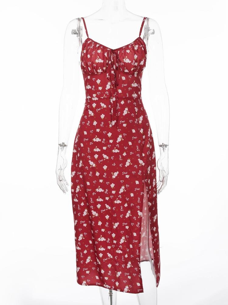 Floral Halter Bowknot Slim Sling Wrap Dress - LuckyFash™