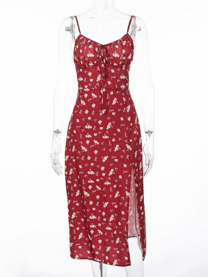 Floral Halter Bowknot Slim Sling Wrap Dress - LuckyFash™