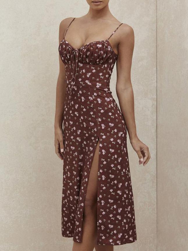 Floral Halter Bowknot Slim Sling Wrap Dress - LuckyFash™