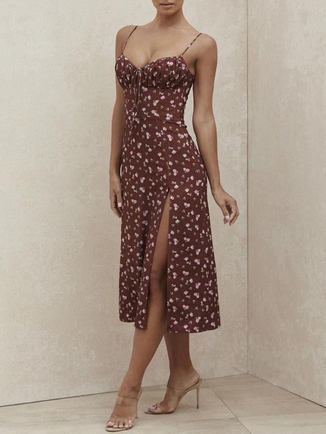 Floral Halter Bowknot Slim Sling Wrap Dress - LuckyFash™
