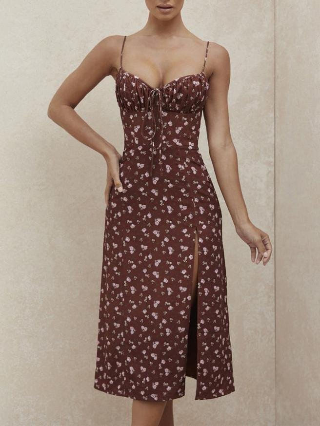 Floral Halter Bowknot Slim Sling Wrap Dress - LuckyFash™