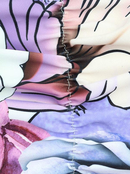 Floral High Waist Knotted Bandeau Brazilian Bikini - LuckyFash™