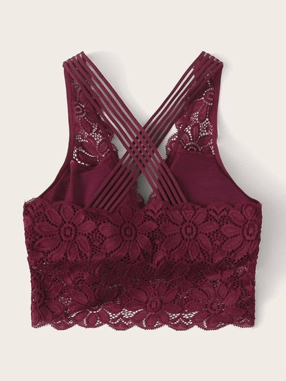 Floral Lace Criss Cross Bralette - LuckyFash™