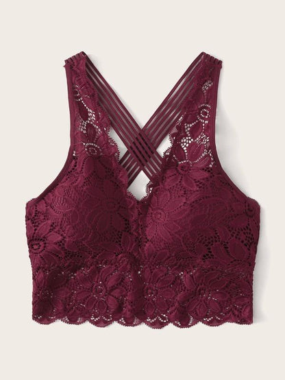 Floral Lace Criss Cross Bralette - LuckyFash™