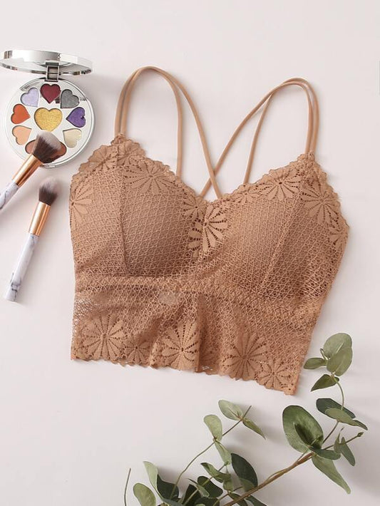 Floral Lace Crisscross Bralette - LuckyFash™