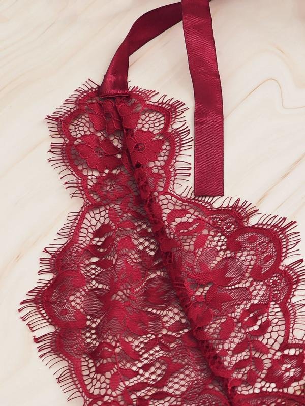 Floral Lace Halter Teddy Bodysuit - LuckyFash™