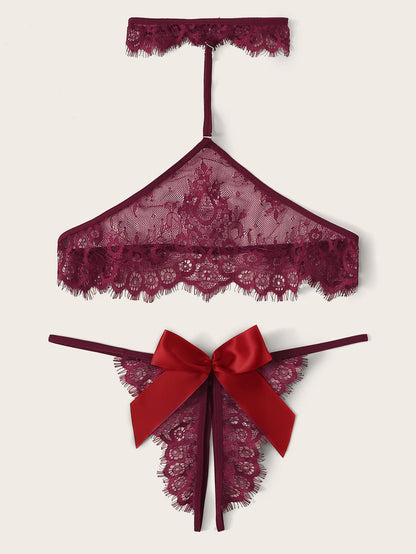 Floral Lace Lingerie Set With Choker - LuckyFash™