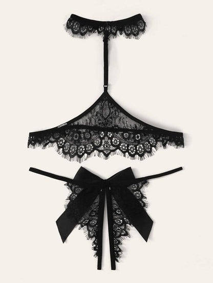 Floral Lace Lingerie Set With Choker - LuckyFash™