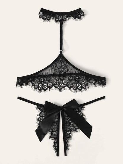 Floral Lace Lingerie Set With Choker - LuckyFash™