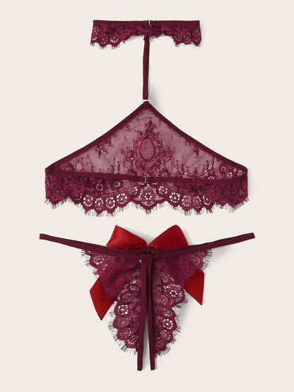 Floral Lace Lingerie Set With Choker - LuckyFash™