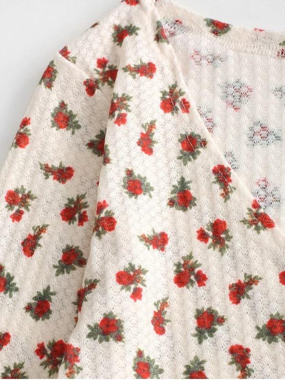 Floral Long Sleeve Wrap Blouse - LuckyFash™