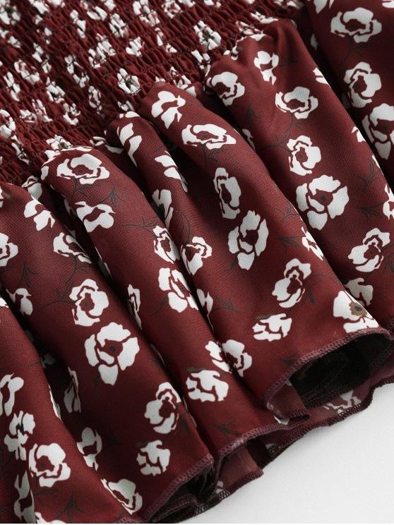 Floral Off Shoulder Smocked Flounce Dress - LuckyFash™