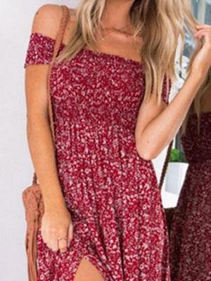 Floral One Shoulder Irregular Split Dress - LuckyFash™