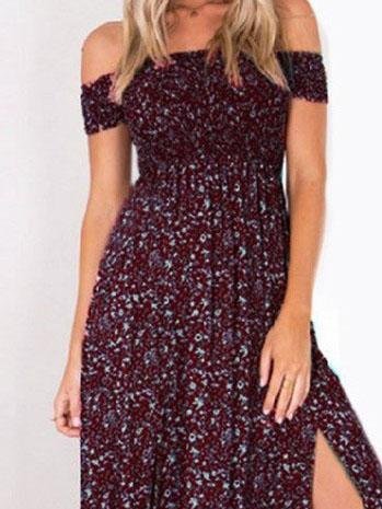 Floral One Shoulder Irregular Split Dress - LuckyFash™