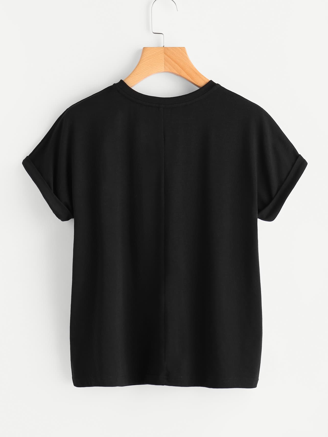 Floral Patch Cuffed Sleeve Tee - LuckyFash™