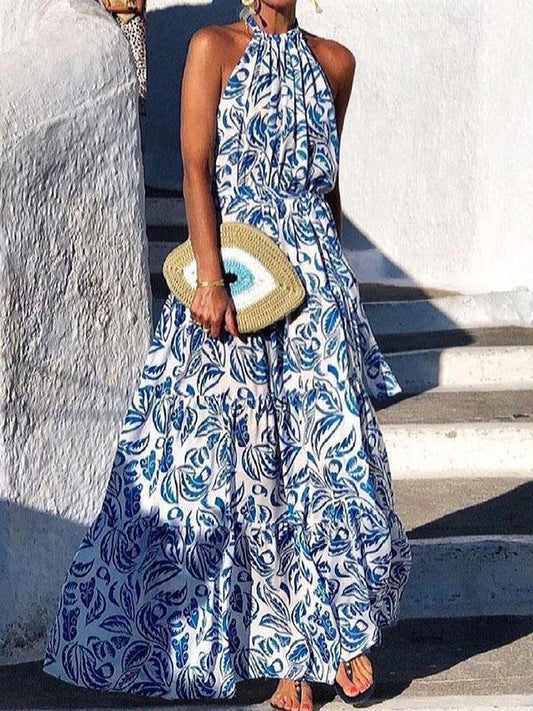 Floral Print Halter Bohemian Long Skirt - LuckyFash™