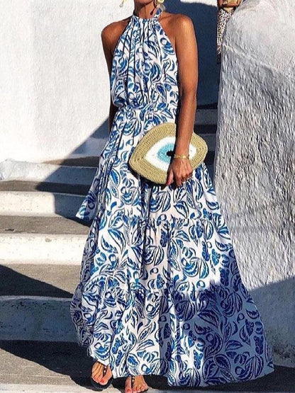 Floral Print Halter Bohemian Long Skirt - LuckyFash™