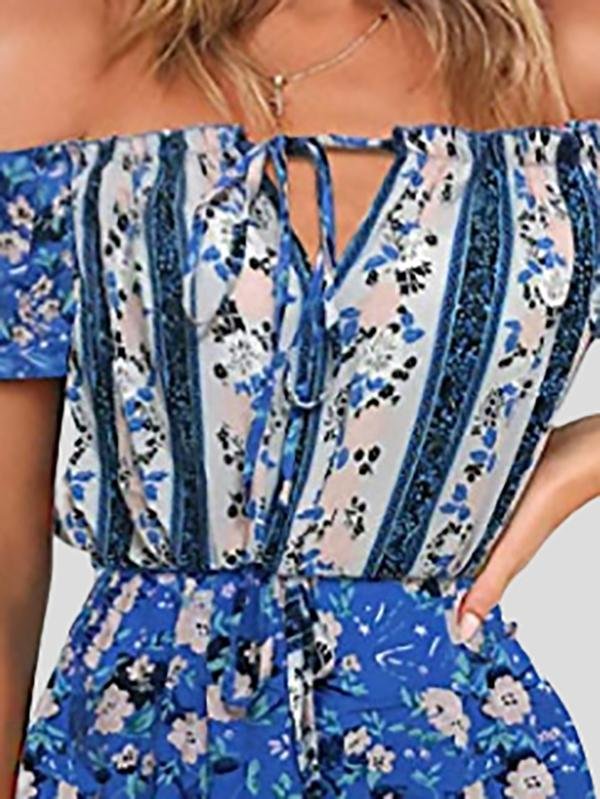 Floral Print Off Shoulder Strapless Dress - LuckyFash™