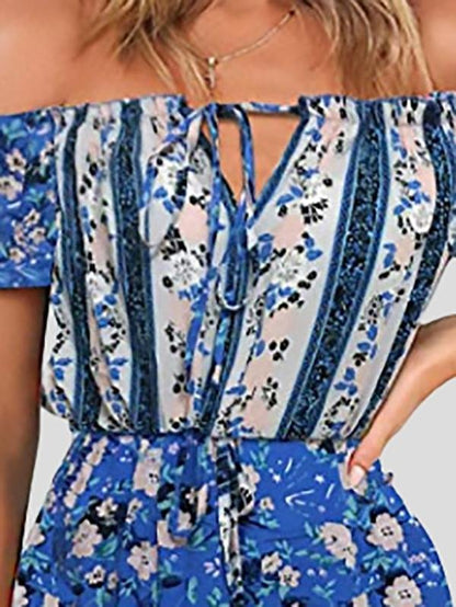Floral Print Off Shoulder Strapless Dress - LuckyFash™