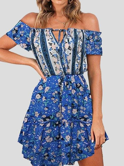 Floral Print Off Shoulder Strapless Dress - LuckyFash™
