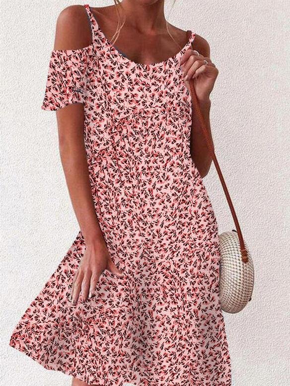 Floral Print Off The Shoulder Mini Dress - LuckyFash™